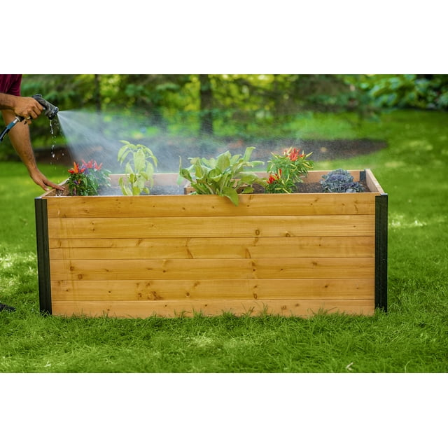 Vita Mezza 3' L x 5' W Cedar Keyhole Composting Garden, Golden Brown, VT17702
