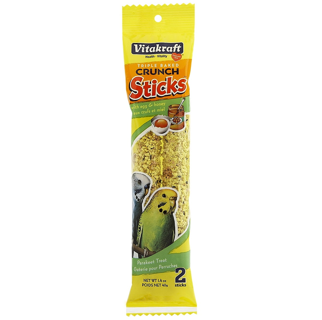Vitakraft Crunch Sticks Parakeet Treat - Egg and Honey - Pet Bird Treat Toy
