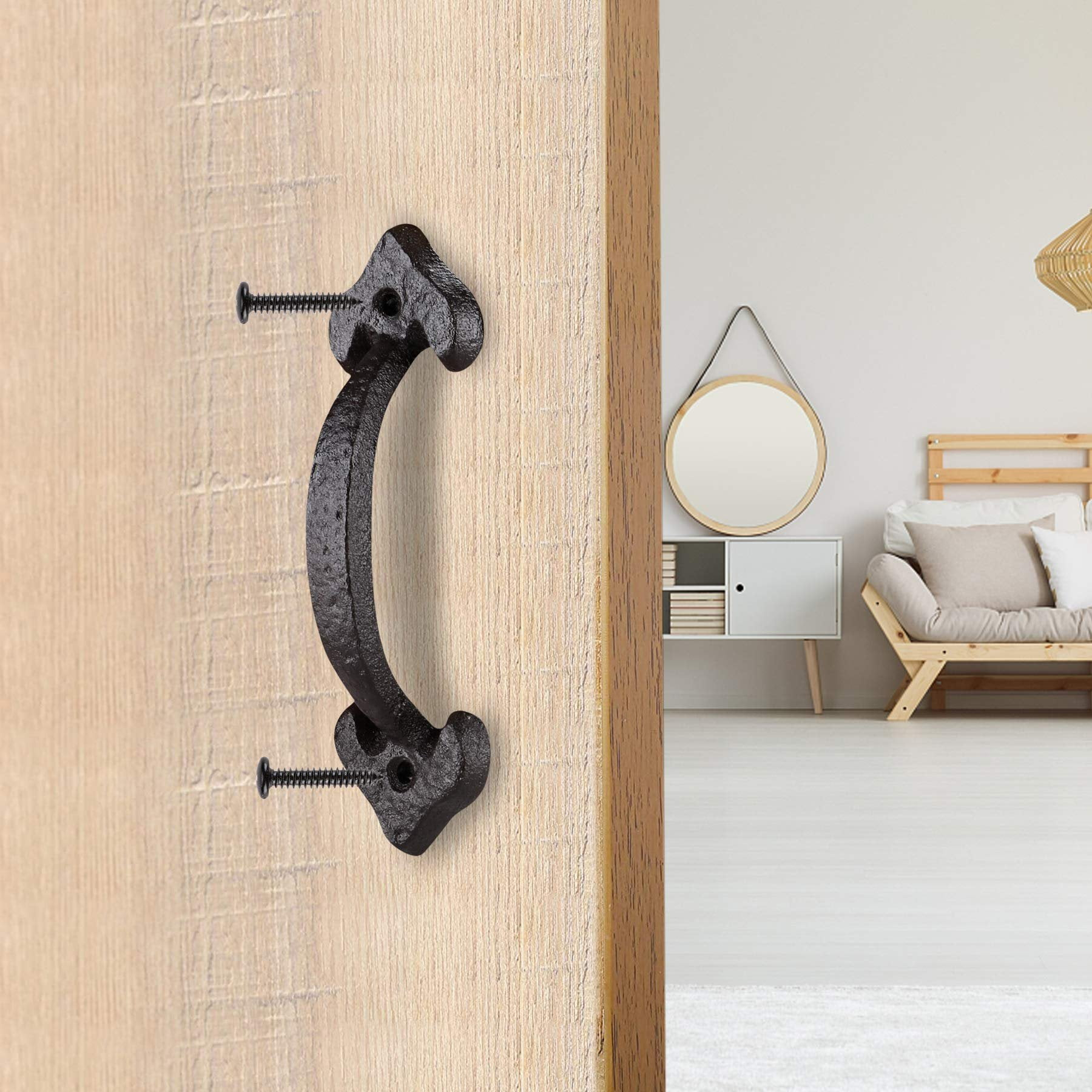 VivaLight 7 Inch Rustic Heart Design Gate Handle, Black Steel Door Pull with Screws, Decorative Hardware for Garden Shed, Garage, Fence, Cabinet, Pantry, Closet, and Interior Doors, Vintage