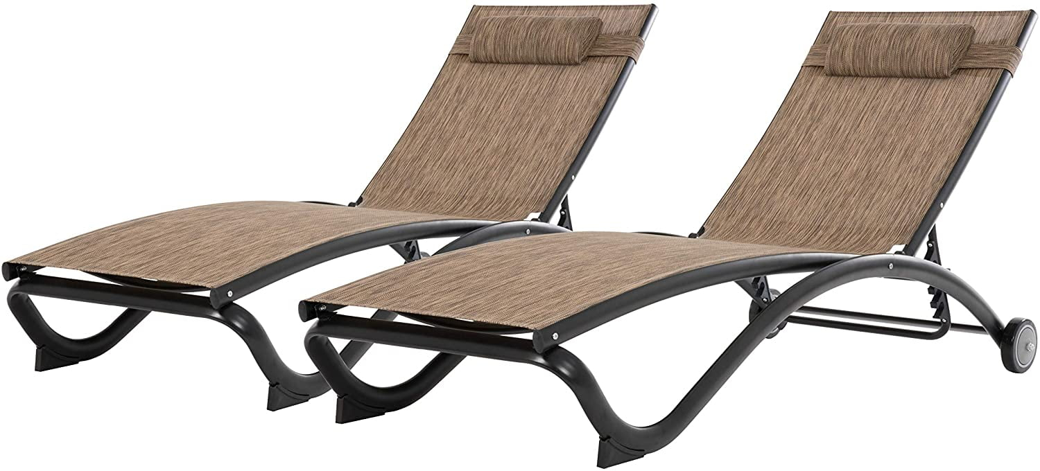 Vivere aluminum Glendale Lounger Set Made with Premium Phifertex Outdoor Fabric ( 330 lb Capacity) Granite