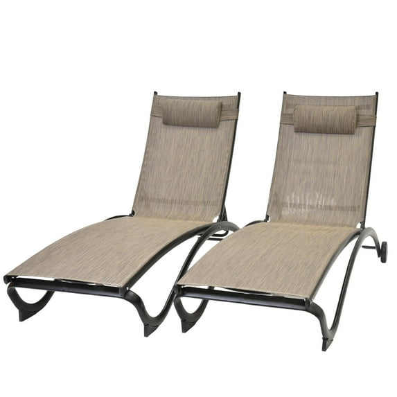 Vivere aluminum Glendale Lounger Set Made with Premium Phifertex Outdoor Fabric ( 330 lb Capacity) Granite