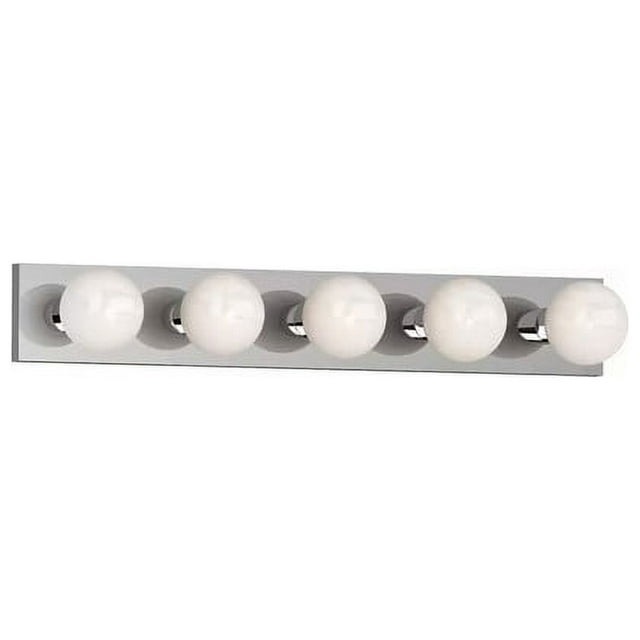 Volume Lighting 5-Light Indoor Chrome Movie Beauty Makeup Hollywood Bath or Vanity Light Bar Wall Mount or Wall Sconce