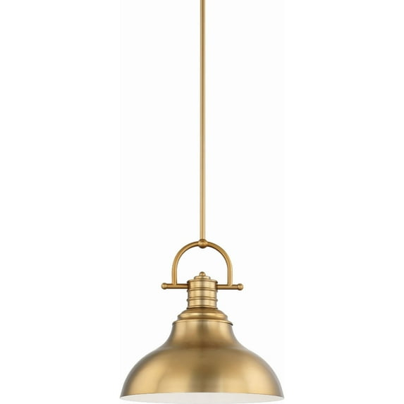 Volume Lighting  1-Light  LED Restoration Brass Downrod Pendant l - Restoration Brass