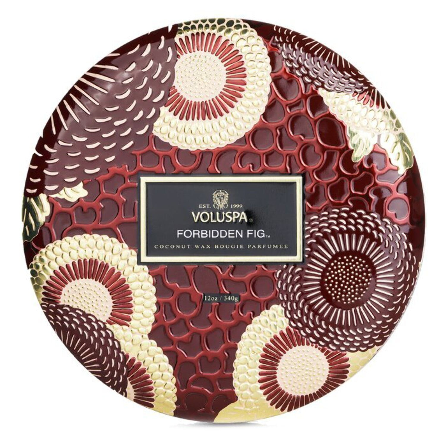 Voluspa 271576 12 oz 3 Wick Decorative Tin Candle - Forbidden Fig
