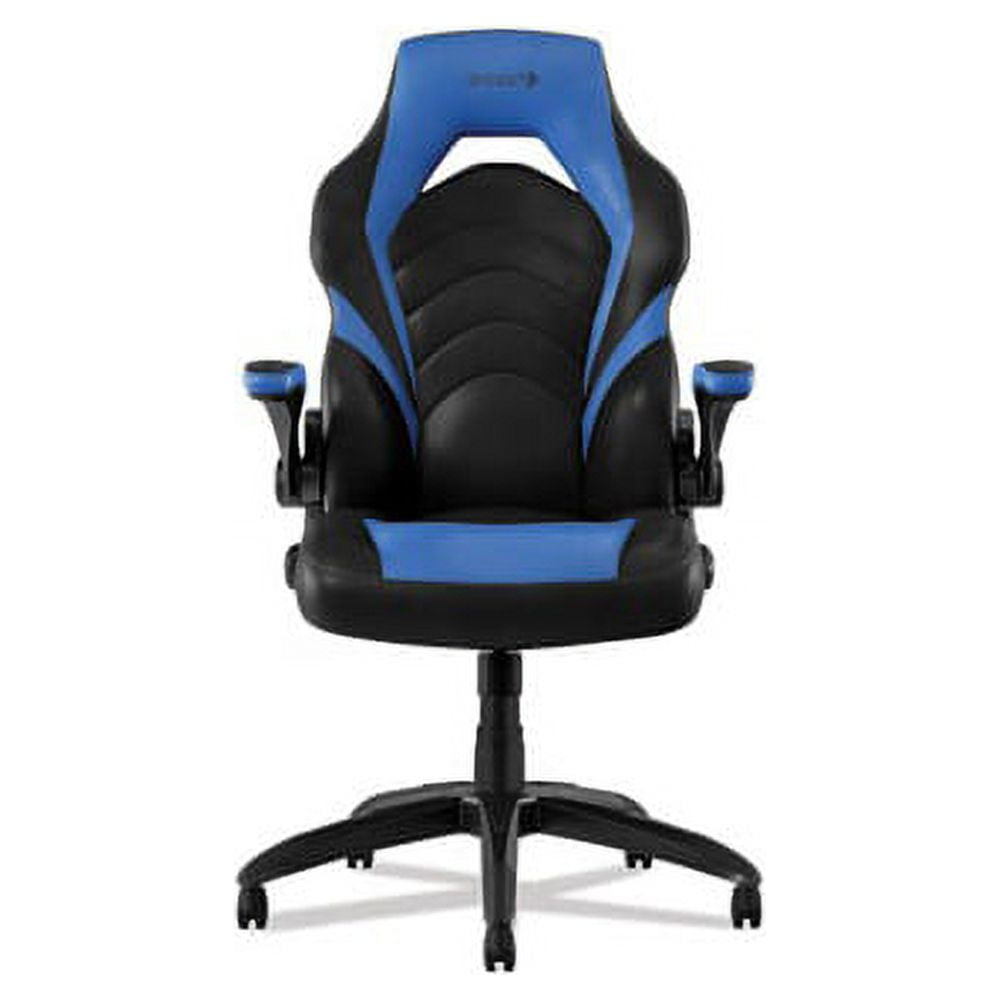 Vortex Bonded Leather Gaming Chair Supports Up to 301 lbs, 17.9" to 21.6" Seat Height, Blue/Black, Black Base