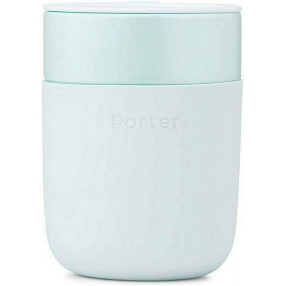 W&P Porter Ceramic Mug w/ Protective Silicone Sleeve, Mint 12 Ounces , On-the-Go , Reusable Cup for Coffee or Tea , Portable , Dishwasher Safe Mint 12 Ounce (Pack of 1)