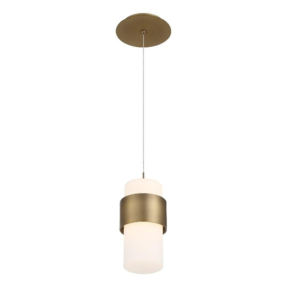 WAC Lighting Banded 9" LED 3000K Mid-Century Aluminum Pendant in Aged Brass
