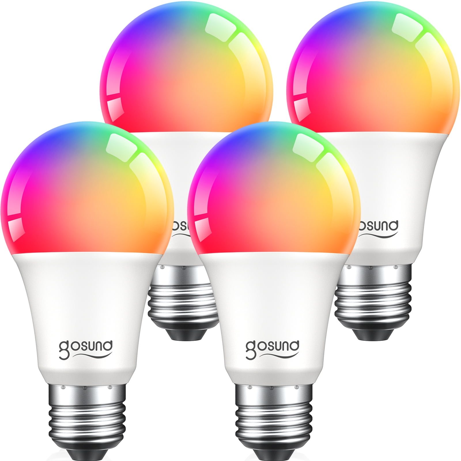 WB4-4: Gosund Smart Bulb, WiFi Light Bulbs, Color Changing Light Bulb, Smart Light Bulbs work with Alexa & Google Assistant, A19 RGB Alexa Light Bulb, RGB+Wnite, Dimmable LED Light Bulbs, 4 Pack