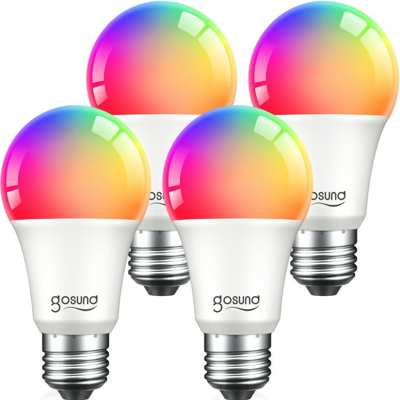 WB4-4: Gosund Smart Bulb, WiFi Light Bulbs, Color Changing Light Bulb, Smart Light Bulbs work with Alexa & Google Assistant, A19 RGB Alexa Light Bulb, RGB+Wnite, Dimmable LED Light Bulbs, 4 Pack