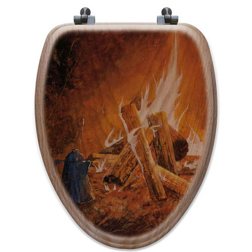 WGI-GALLERY Evening Campfire Oak Elongated Toilet Seat