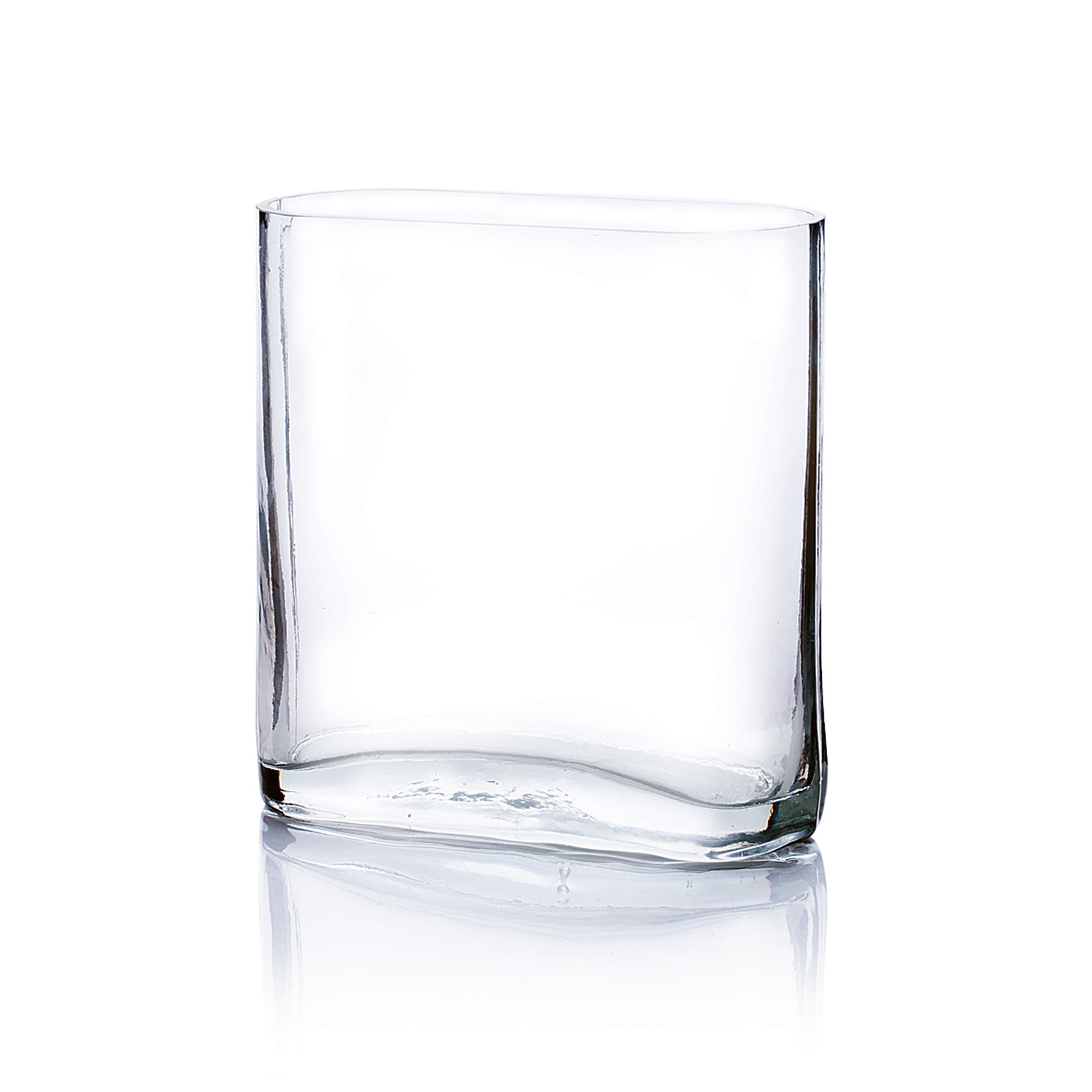 WGV Clear Rounded Corner Rectangular Glass Block Vase - 3" Wide x 8" Height, Good quality, Heavy Weighted Base - 1 Pc