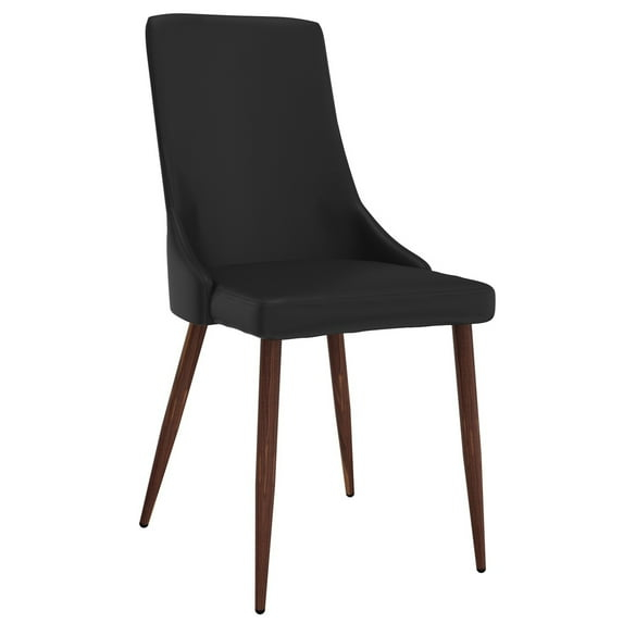 WHI Cora 19" Solid Back Faux Leather & Metal Side Chairs in Black (Set of 2)