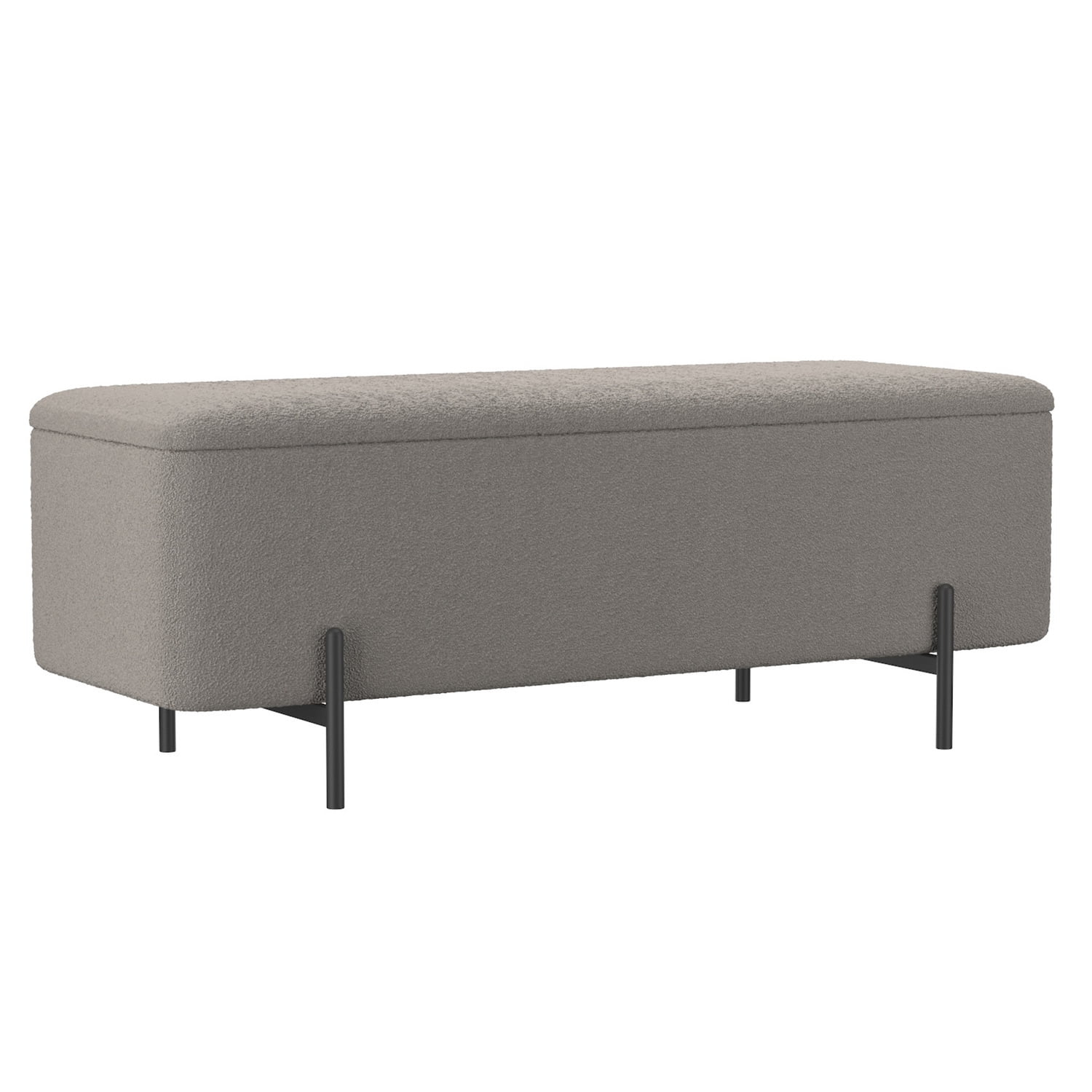 WHI Modern Fabric Metal Storage Ottoman Bench Grey Black