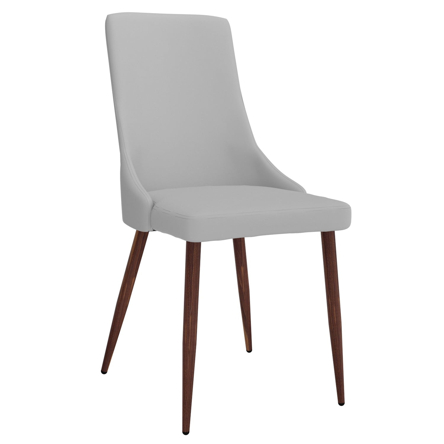 MidCentury Faux Leather and Metal Dining Chair Set of 2 Grey and Walnut