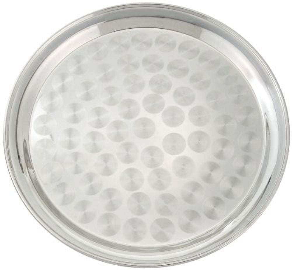 Winco Serving Tray with Swirl Pattern, Stainless Steel, Round, 12"