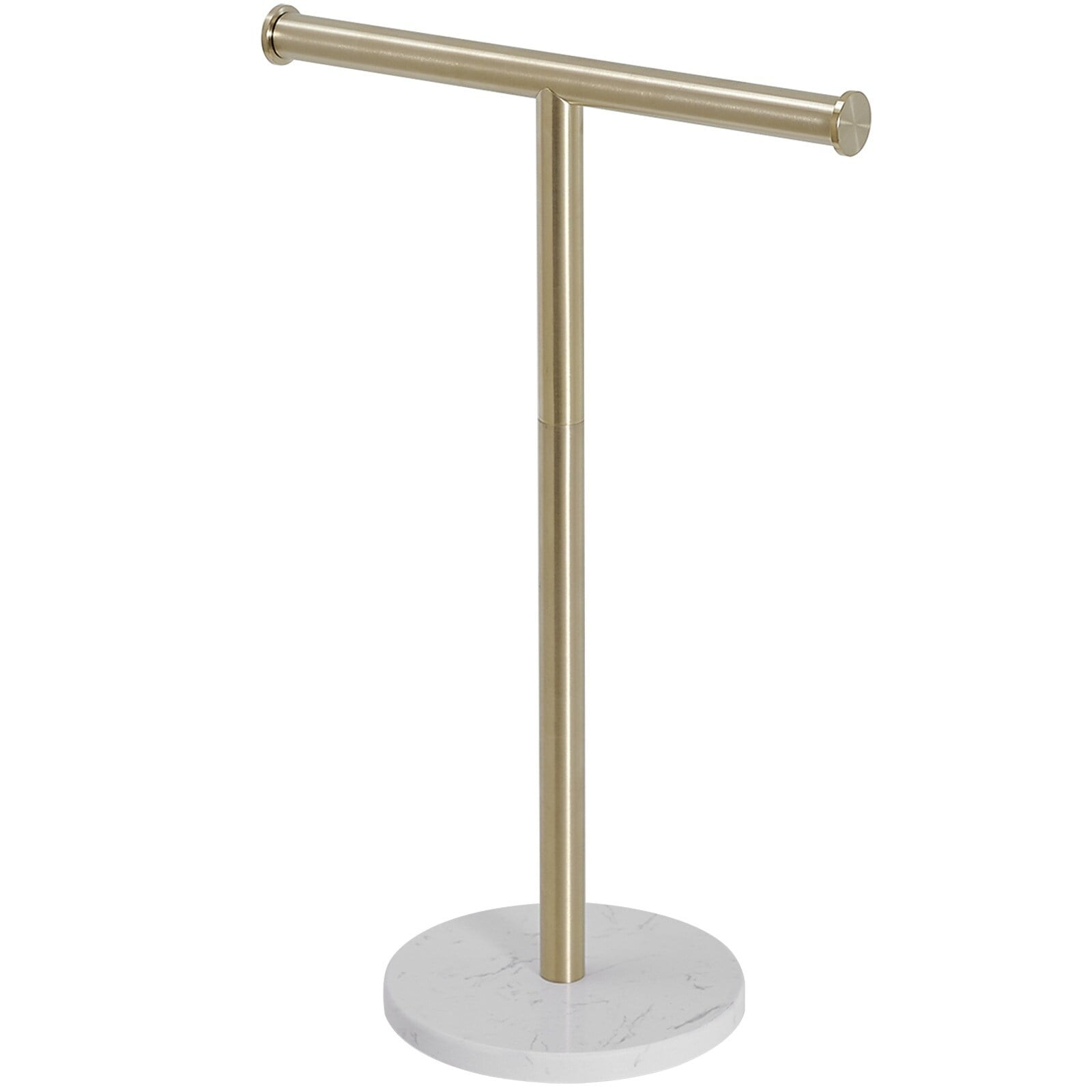WIZ T-Shape Towel Rack With Natural Marble Base Brushed Gold