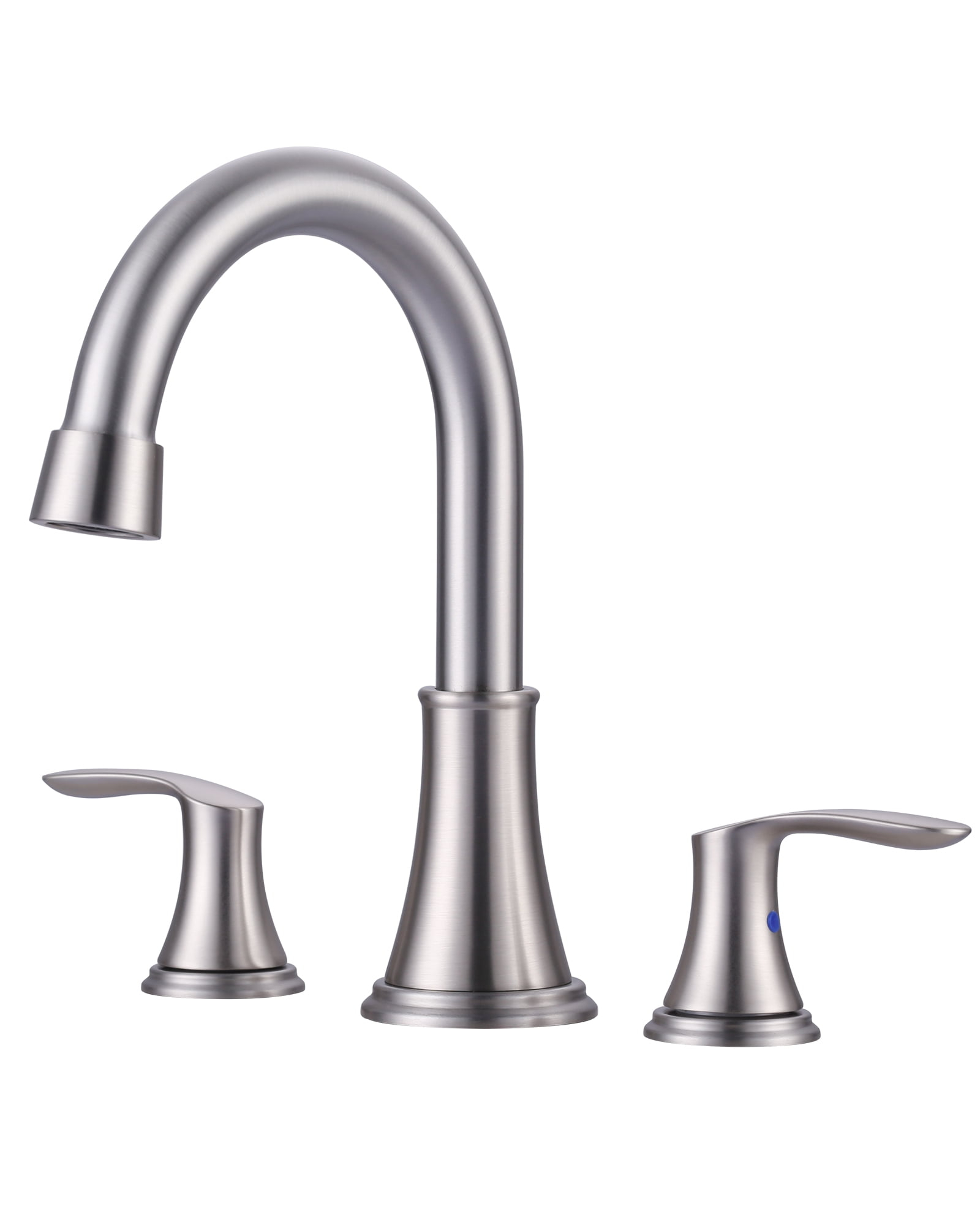 WOWOW 8 in. Widespread Double Handle Bathroom Faucet with Drain Kit Included in Brushed Nickel