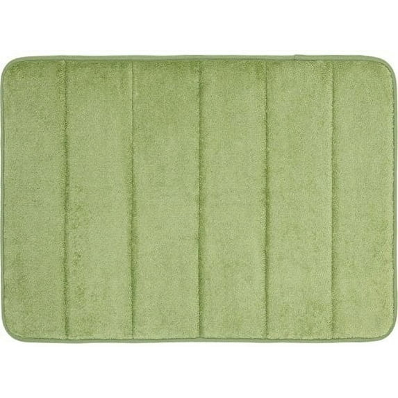 WPM Soft and Absorbent Memory Foam Sage Polyester Bath Rug, 17" x 24", Slip Resistant