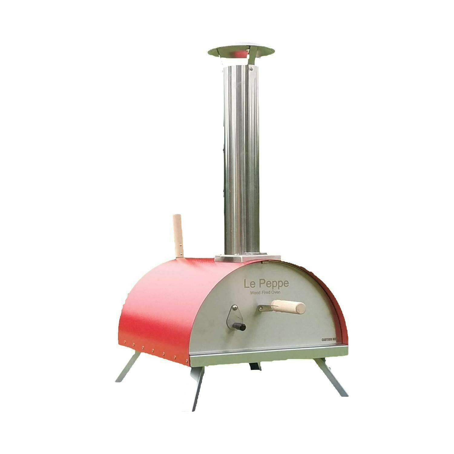 WPPO Le Peppe Portable Red Wood / Pellet Fired Pizza Oven with Peel