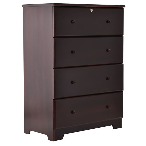 Isabela Solid Pine Wood 4 Drawer Chest Dresser - Mahogany