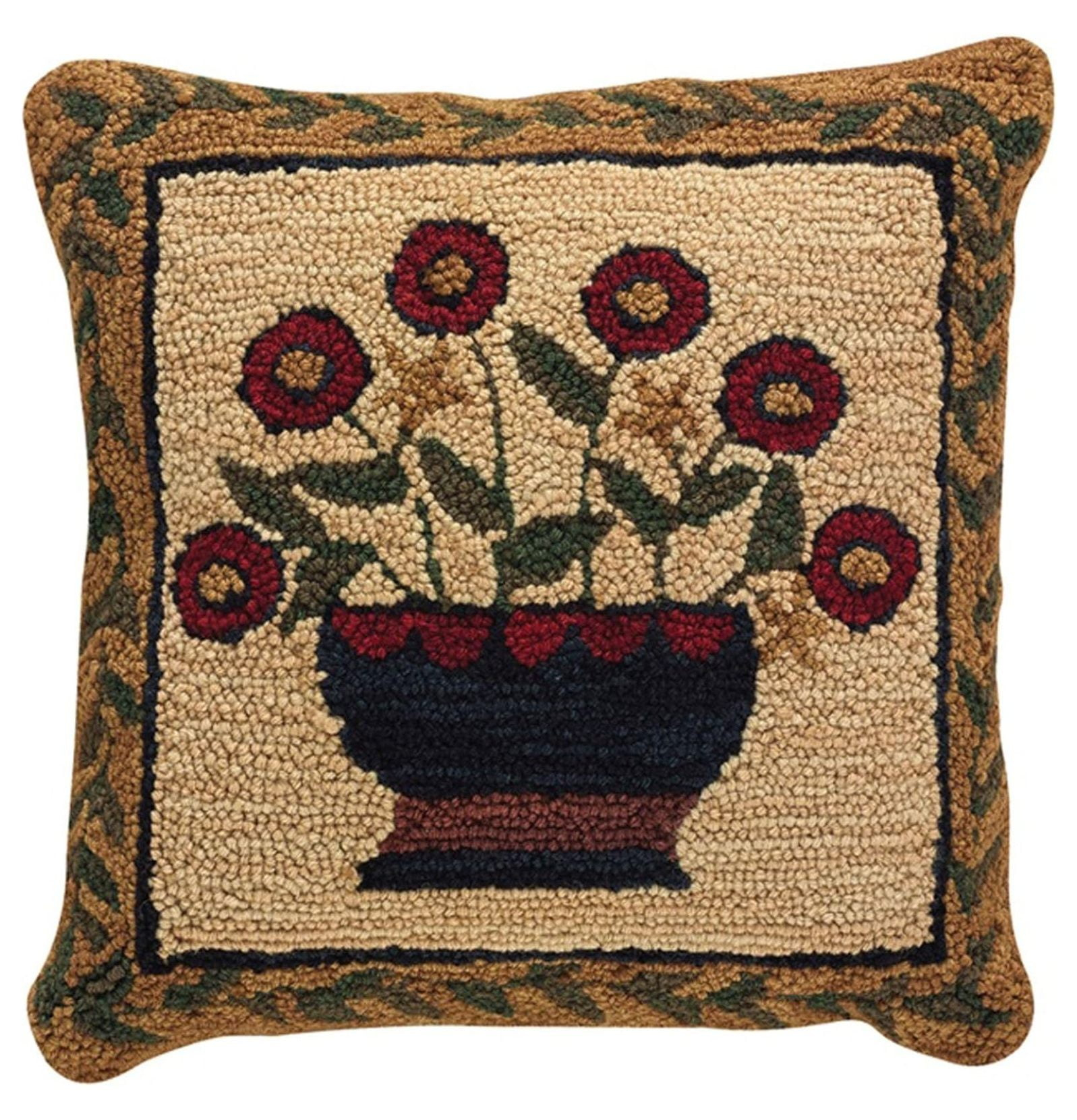 Park Designs Flower Basket Hand Hooked Pillow Cover