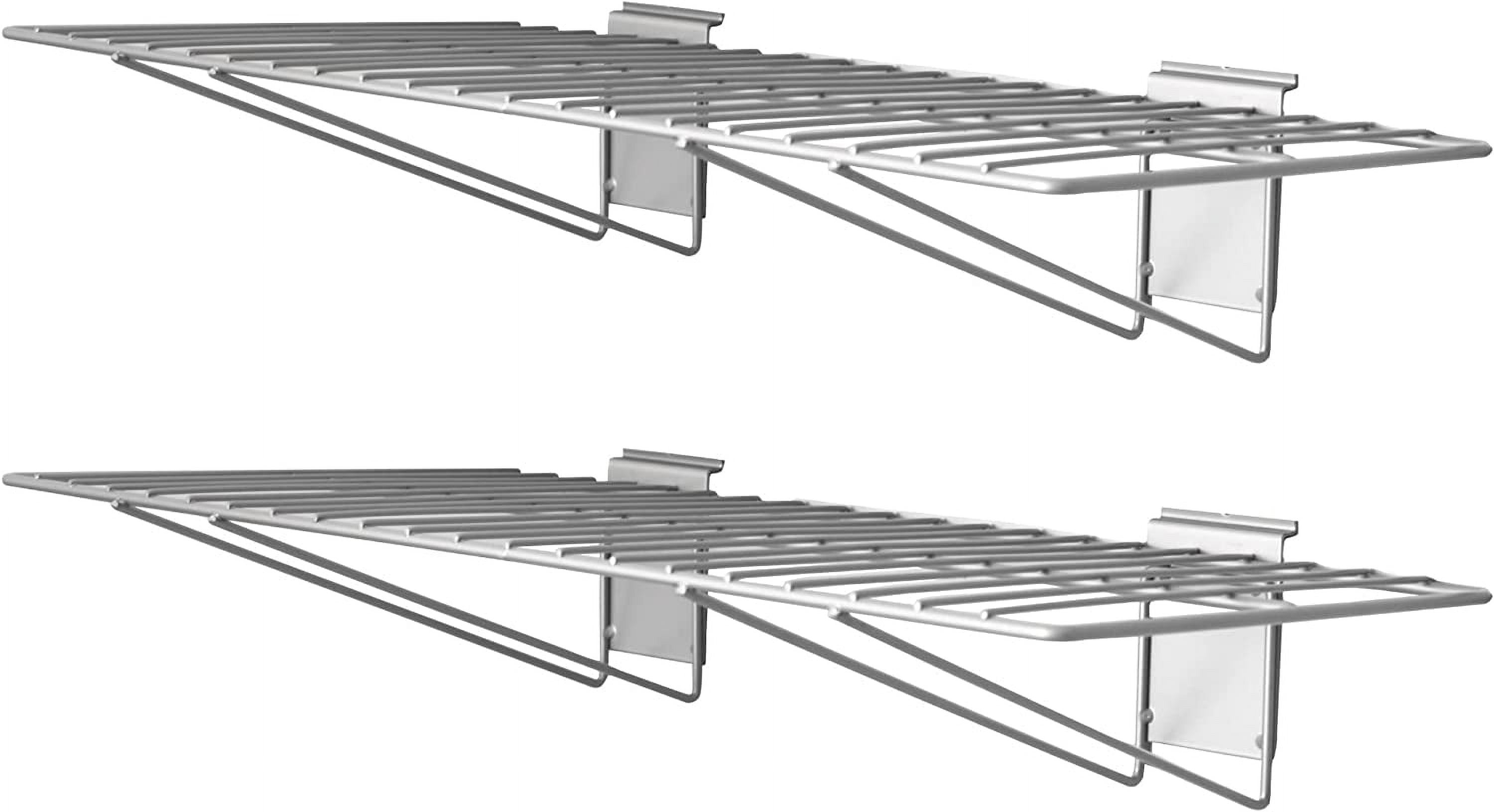 CrownWall Slat Wall Shelves 24-Inch by 12-Inch Steel Wire Bracket Shelf for Storage and Organization, Slatwall Accessories Panels (2-Pack)