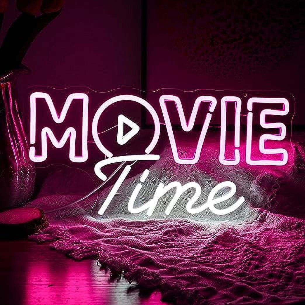 WX&YH Movie Time LED Neon Light Signs USB Power for Bedroom Home Cinema Party Decoration