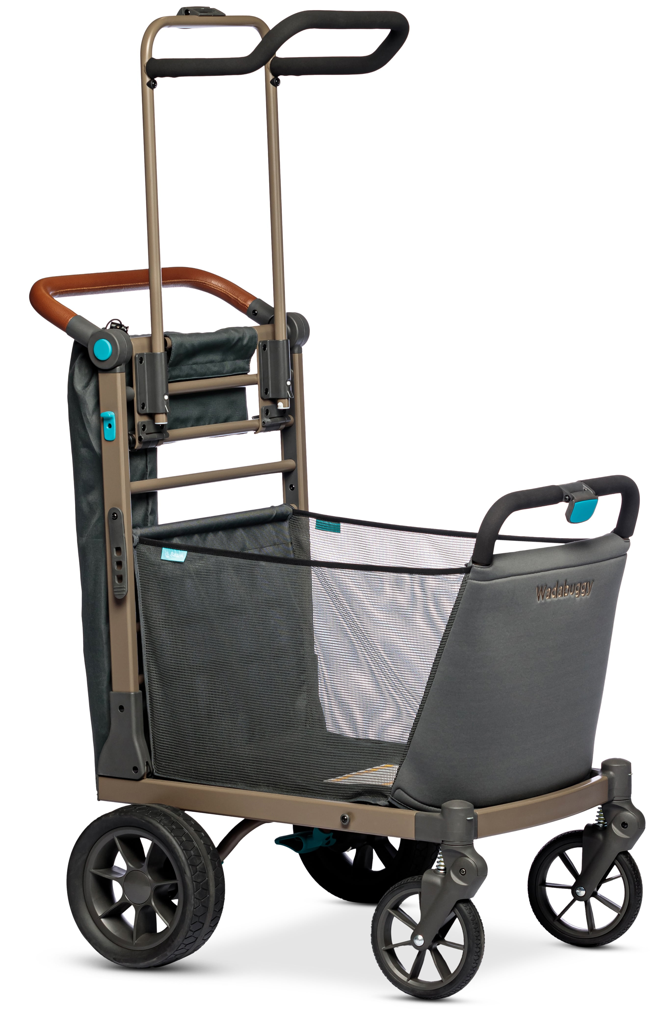 Wadabuggy Premium Vagón de Playa, Carrito, Estante para Sillas, Funda para Sombrilla, Cesta de Almacenamiento, Plegado Compacto, Adulto, Gris