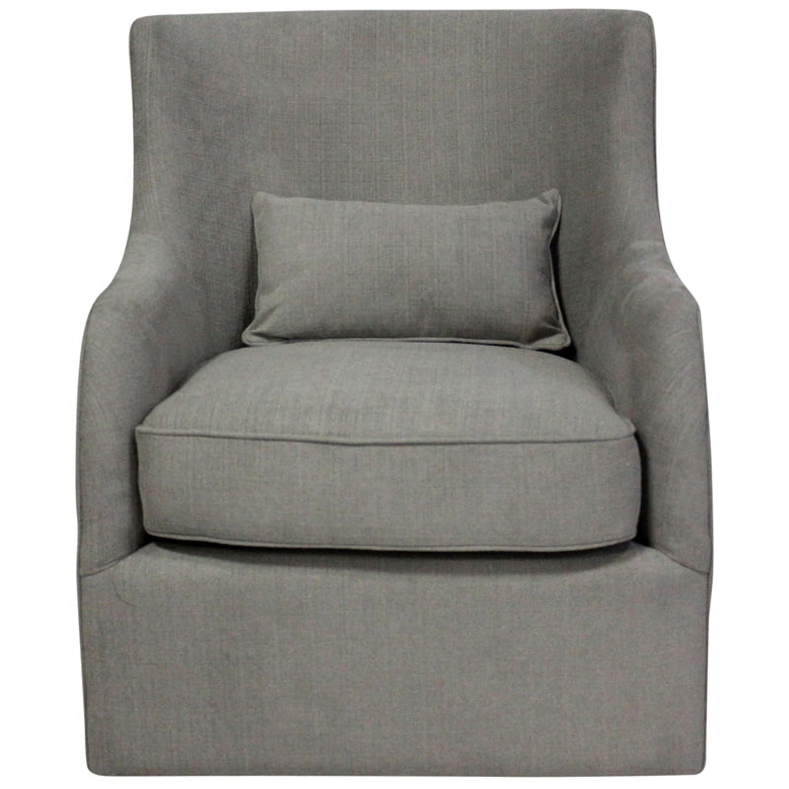 Wade Swivel Lounge Chair with Kidney Pillow Upholstered in Gray Fabric
