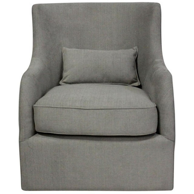Wade Swivel Lounge Chair with Kidney Pillow Upholstered in Gray Fabric