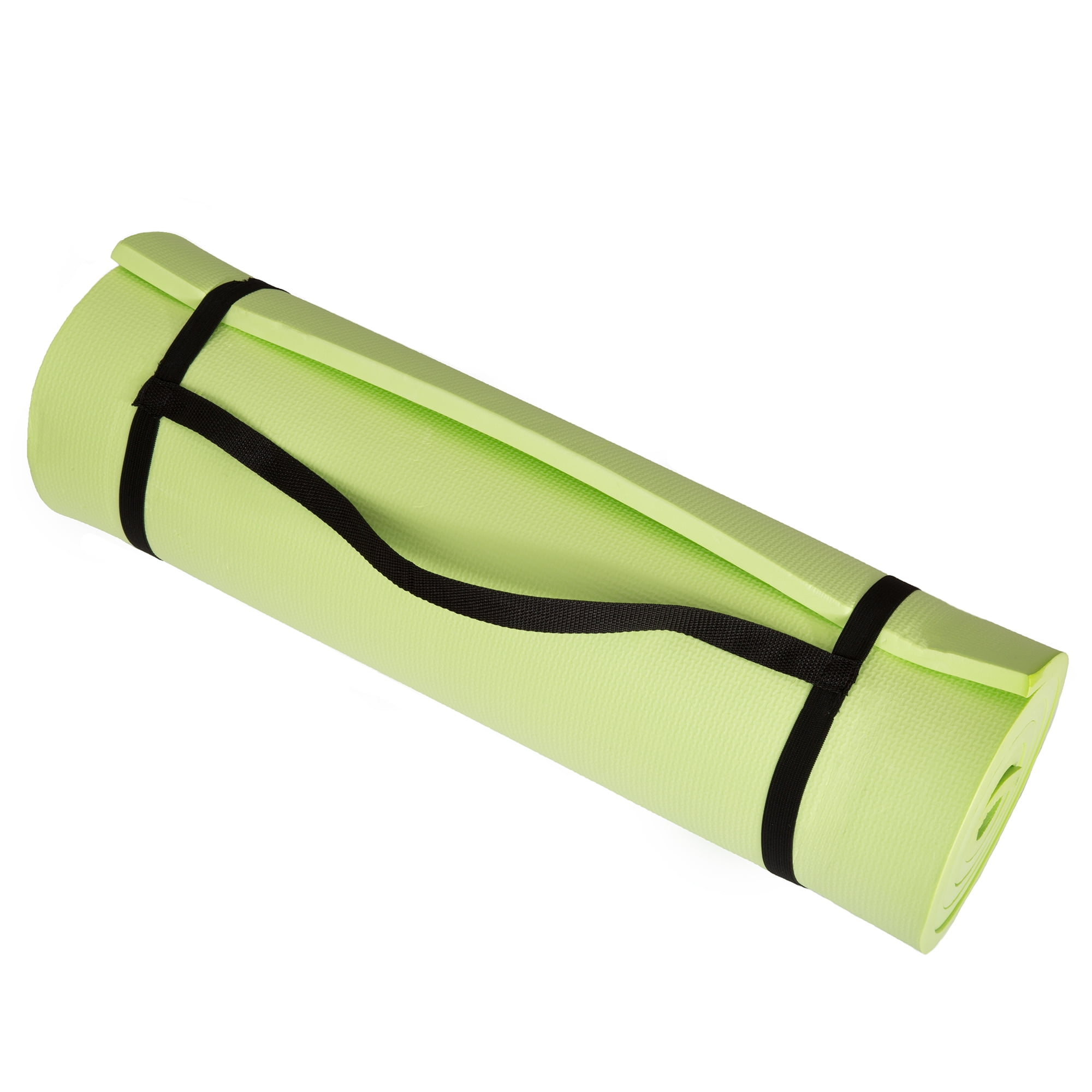 Thick Yoga Mat - Double Sided 1/2-Inch Workout Mat - 72x24-Inch Exercise Mat for Home Gym Fitness or Pilates with Carrying Strap by Wakeman (Green)