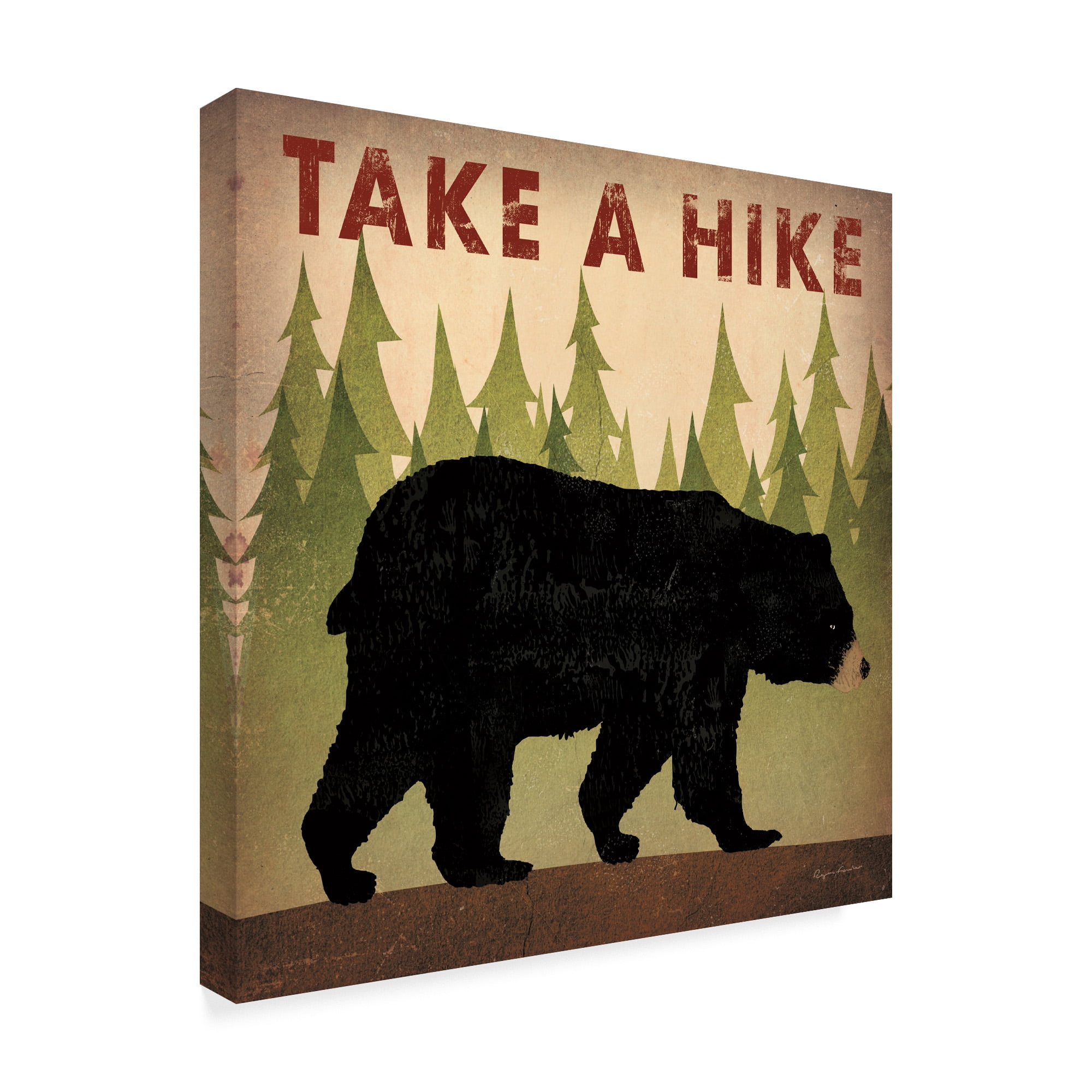Trademark Fine Art -Ryan Fowler 'Take A Hike Black Bear' Canvas Art - 18''x18''