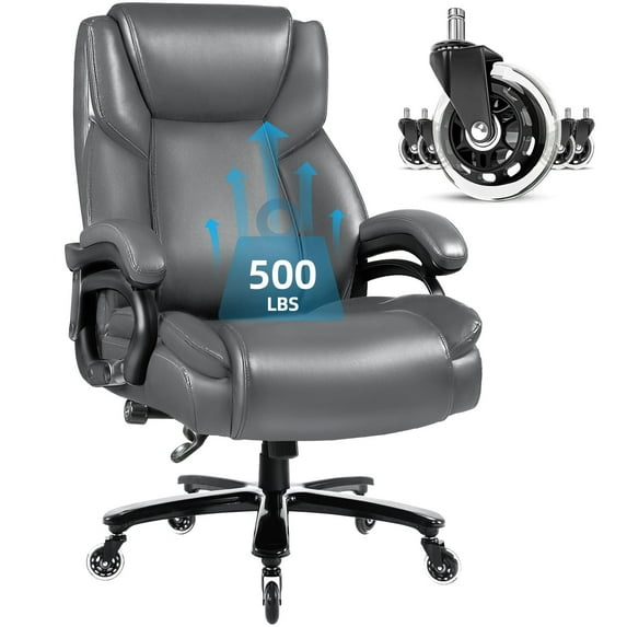 Waleaf Heavy Duty Big and Tall Office Chair 500lbs with Adjustable Lumbar Support,High Back Office Chair for Adults