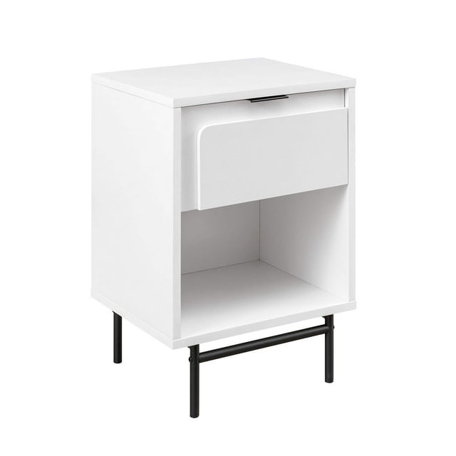 Walker Edison 18" Contemporary Engineered Wood 1-Drawer Nightstand in White