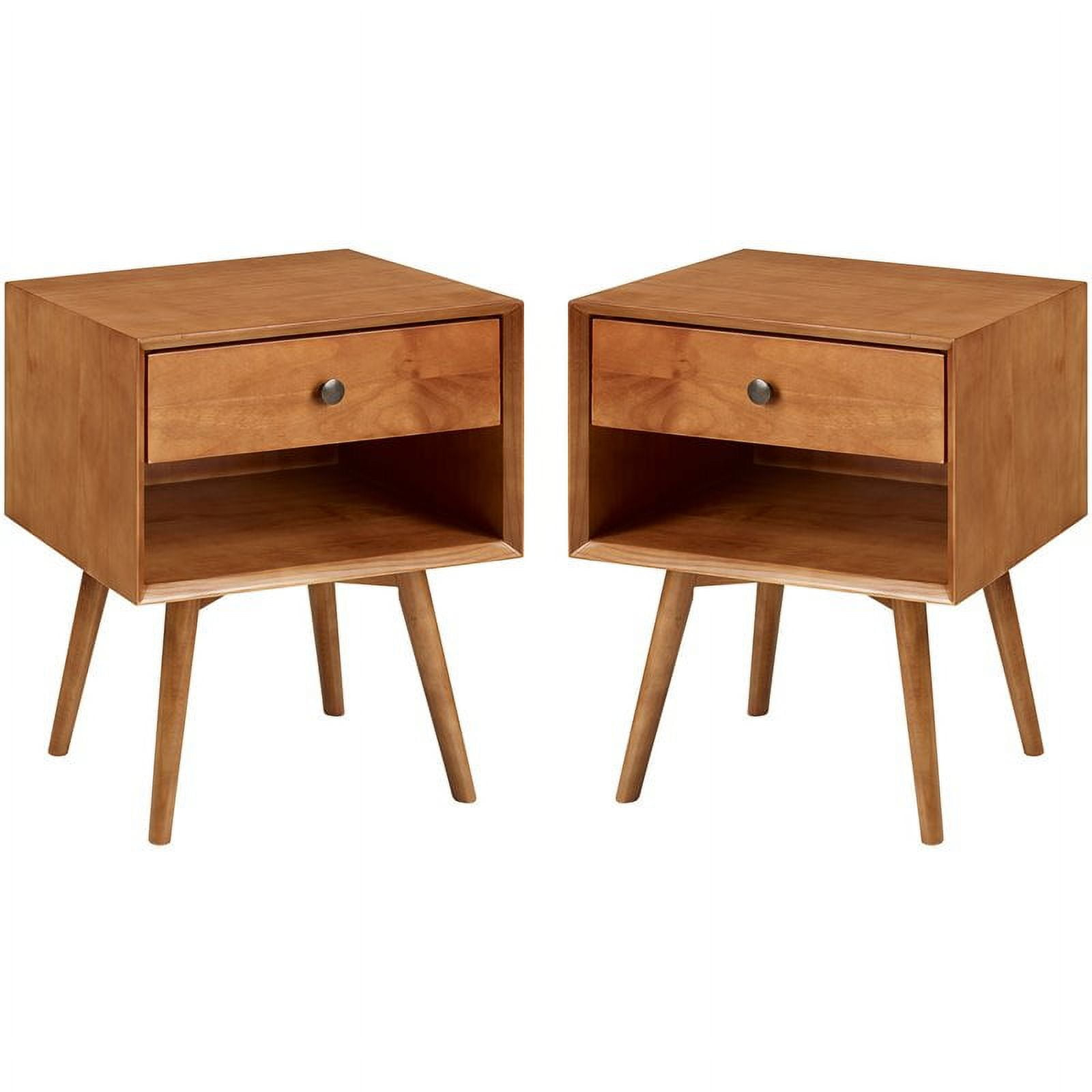 Walker Edison Mid-Century Nightstand, Set of 2, Caramel