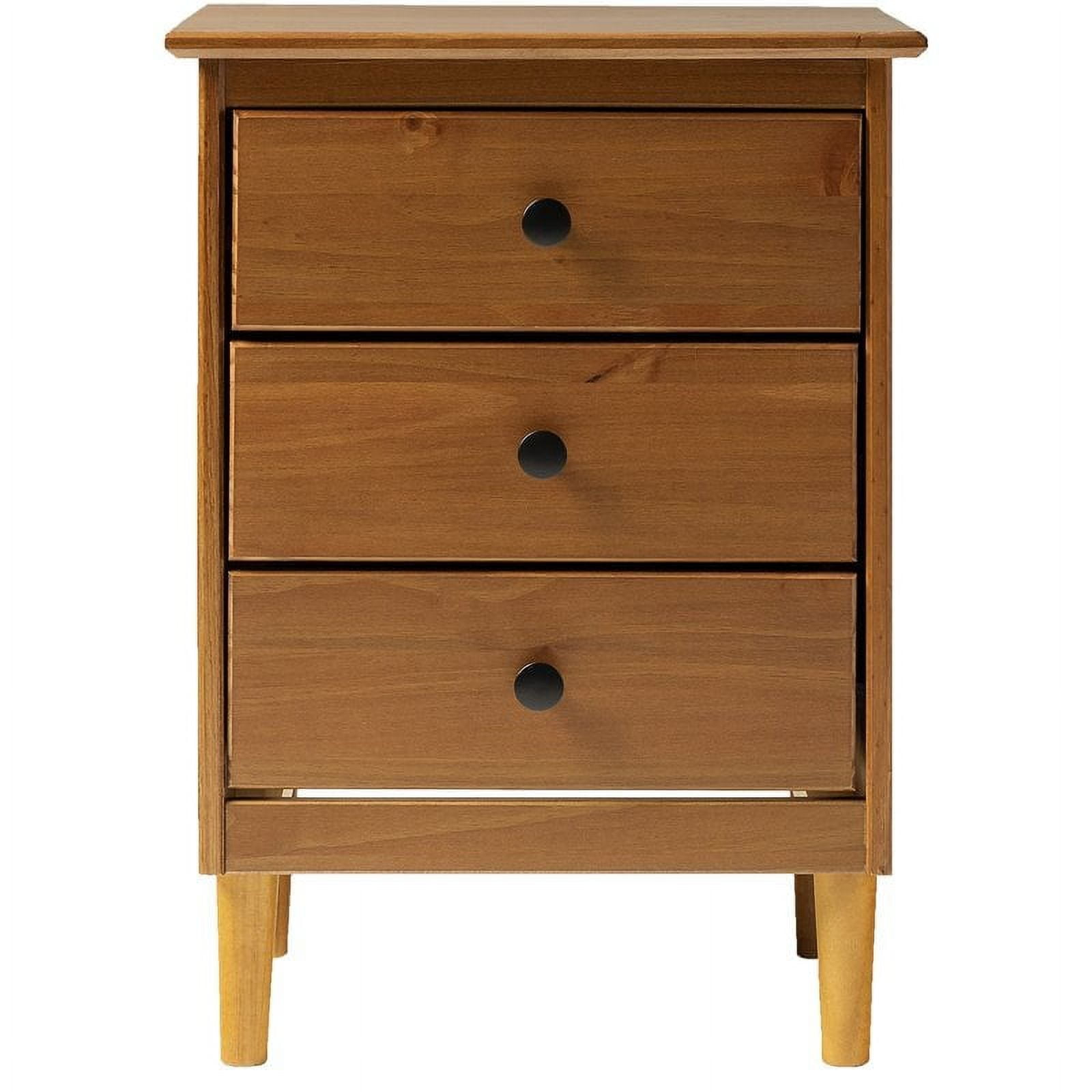 Walker Edison Madeline 3-Drawer Nightstand, Caramel