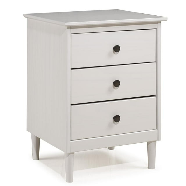 Stiva Classic Mid-Century Modern 3 Drawer Nightstand White