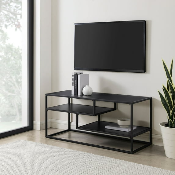 Walker Edison 40" Contemporary 2-Shelf TV Stand for TVs up to 43", Solid Black