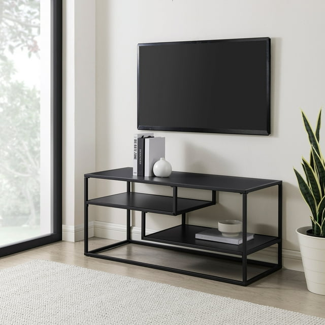 Walker Edison 40" Contemporary 2-Shelf TV Stand for TVs up to 43", Solid Black