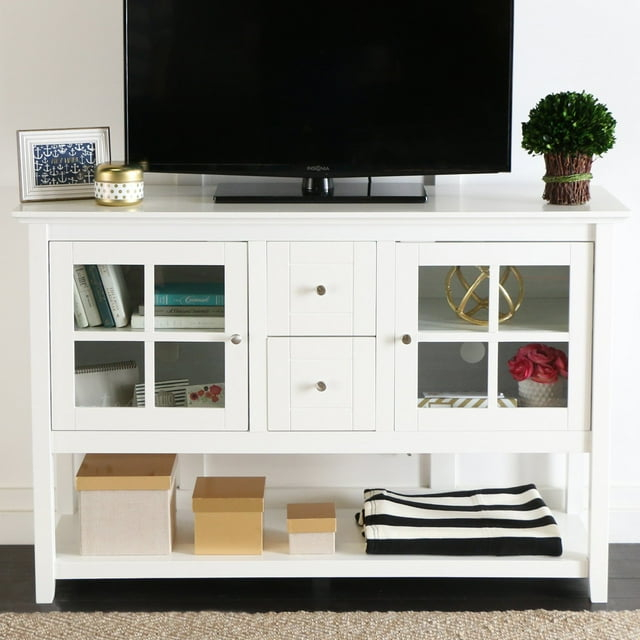 Walker Edison 52" Wood Console Table Buffet TV Stand for TV's up to 55" - White
