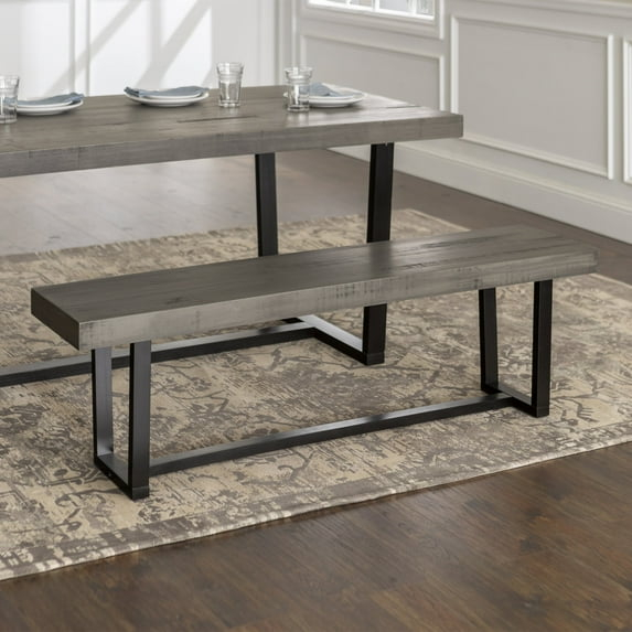 Walker Edison 60" Wood Dining Bench, Grey