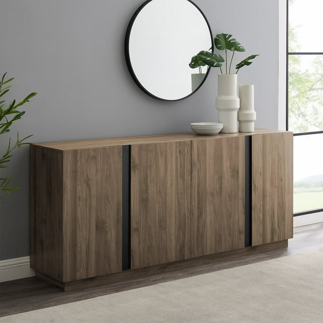 Walker Edison Modern 4-Door TV Stand for TVs up to 80”, Slate Grey