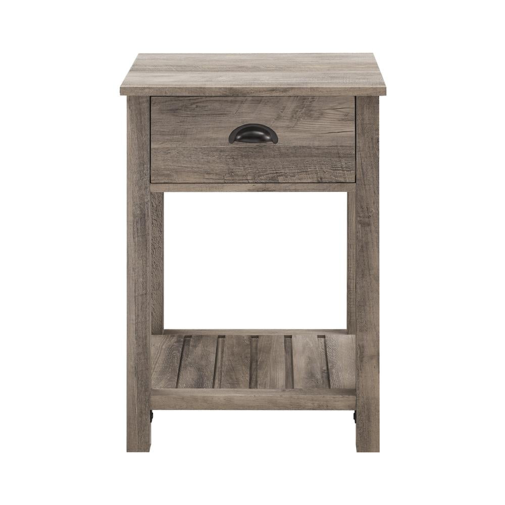 Walker Edison Country 18" Single Drawer Engineered Wood Nightstand in Gray