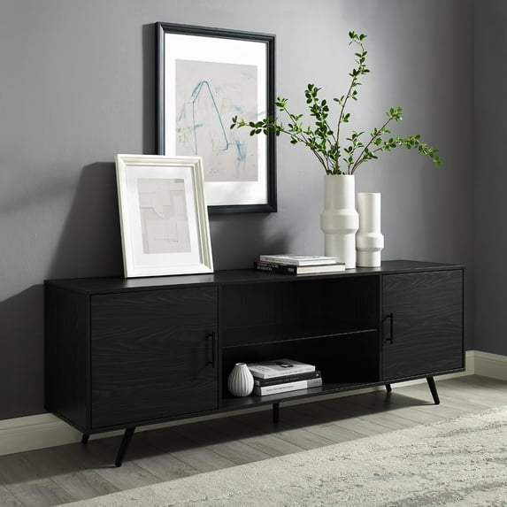 Desert Fields Thea Soporte de TV de Dos Puertas de Mediados de Siglo para Televisores de hasta 80", Grafito