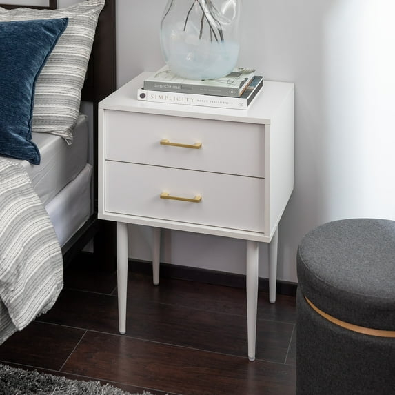 SQRTFV Olivia Modern 2-Drawer Rectangle Nightstand Bedroom Side End    20 Inch  Black