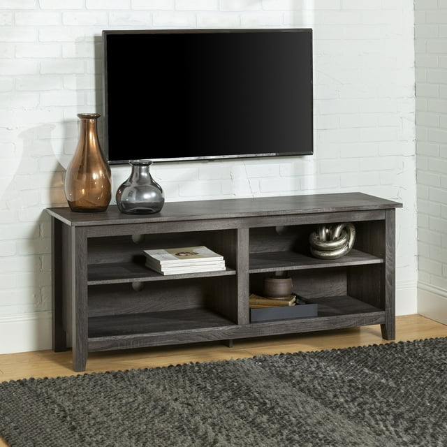 Walker Edison Open Storage TV Stand for TVs up to 65", Charcoal