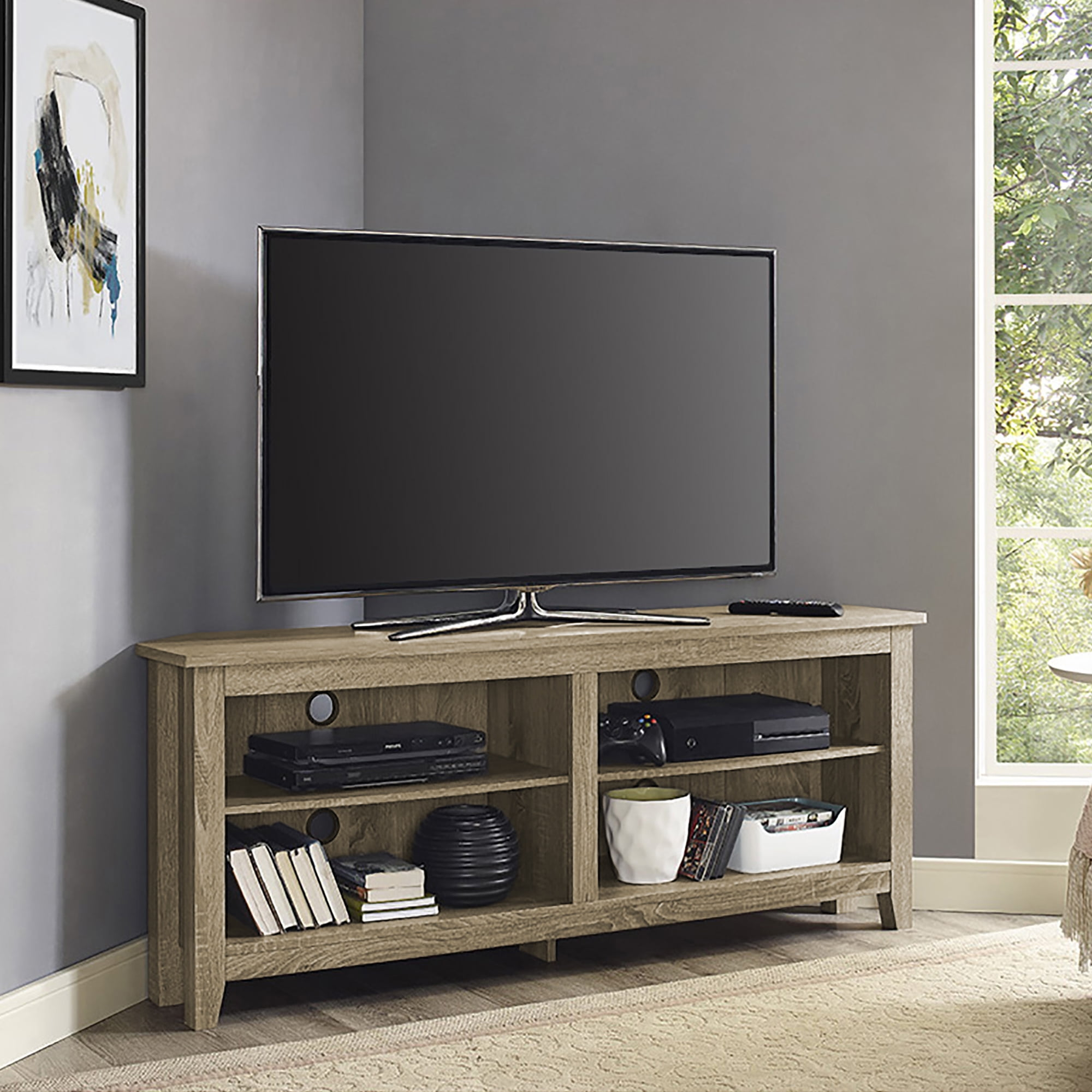 Woven Paths Transitional Corner TV Stand for TVs up to 65", Driftwood