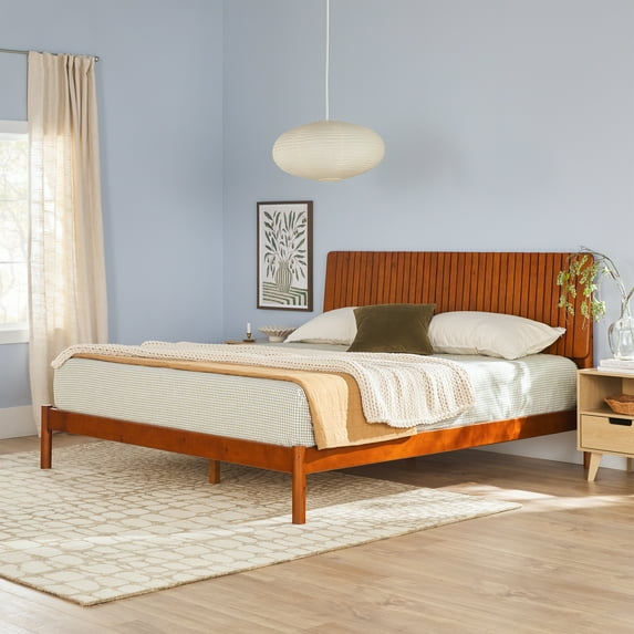 Walker Edison Transitional Solid Wood Platform King Bed - Brown
