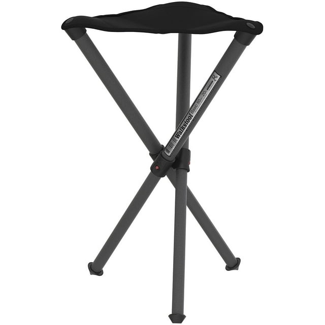 Walkstool - Basic Model - Black Color - 3 Legged Folding Stool in Aluminium - Height 20" - Maximum Load 330 to 385 Lbs - Made in Sweden