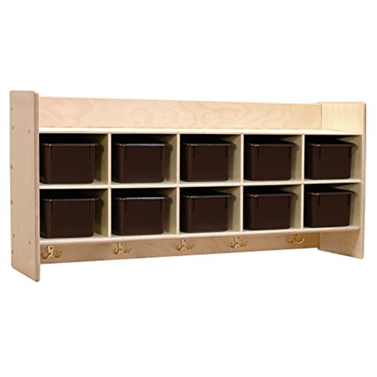 Wood Designs Contender (10) Cubbie Wall Hanging Storage with Hooks